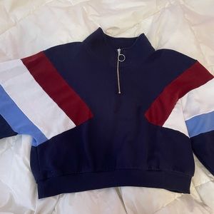 multicolored quarter zip sweatshirt